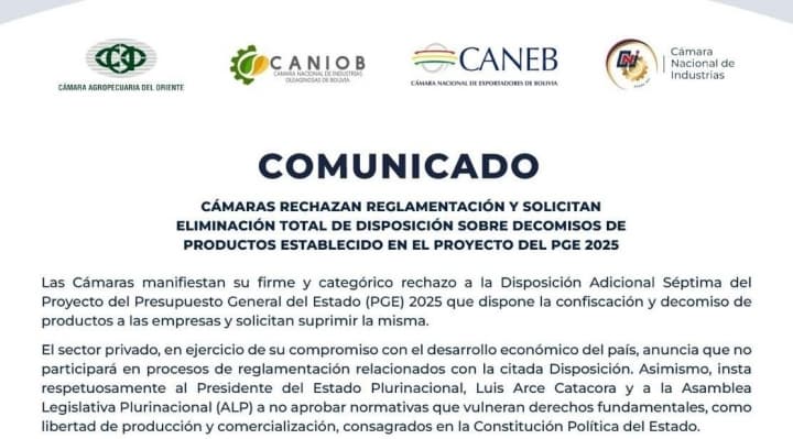 CÁMARAS DECIDEN NO PARTICIPAR EN LA REGLAMENTACIÓN DE LA LEY DEL PGE