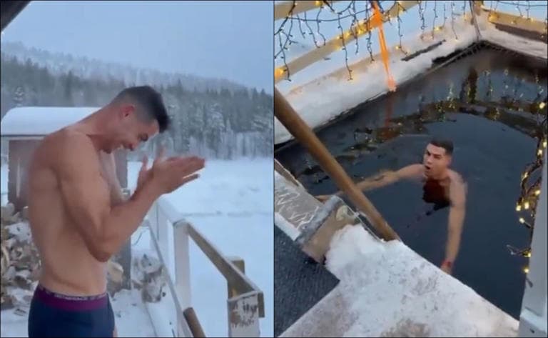 CRISTIANO RONALDO SE METIÓ A UNA PISCINA HELADA DURANTE SUS VACACIONES NAVIDEÑAS