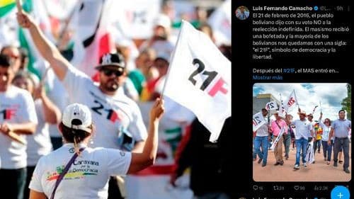 LUIS FERNANDO CAMACHO RECUERDA EL 21 Y LLAMA A LA UNIDAD EN DEFENSA DE LA DEMOCRACIA