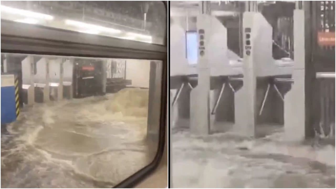 LLUVIAS TORRENCIALES INUNDARON ESTACIONES DEL METRO DE NUEVA YORK Y PROVOCARON CAOS EN EL TRANSPORTE