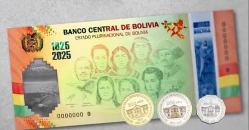 BCB LANZA BILLETE Y MONEDAS CONMEMORATIVAS POR EL BICENTENARIO