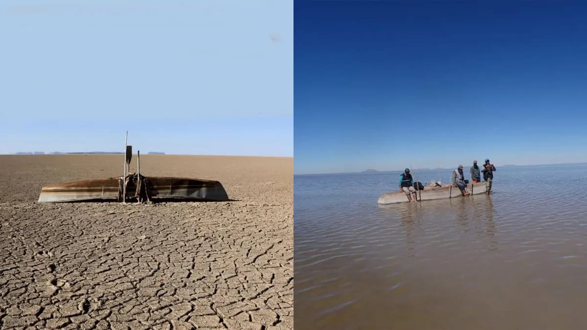 LAGO POOPÓ DESAPARECE ANTE LA SEQUÍA EXTREMA EN ORURO