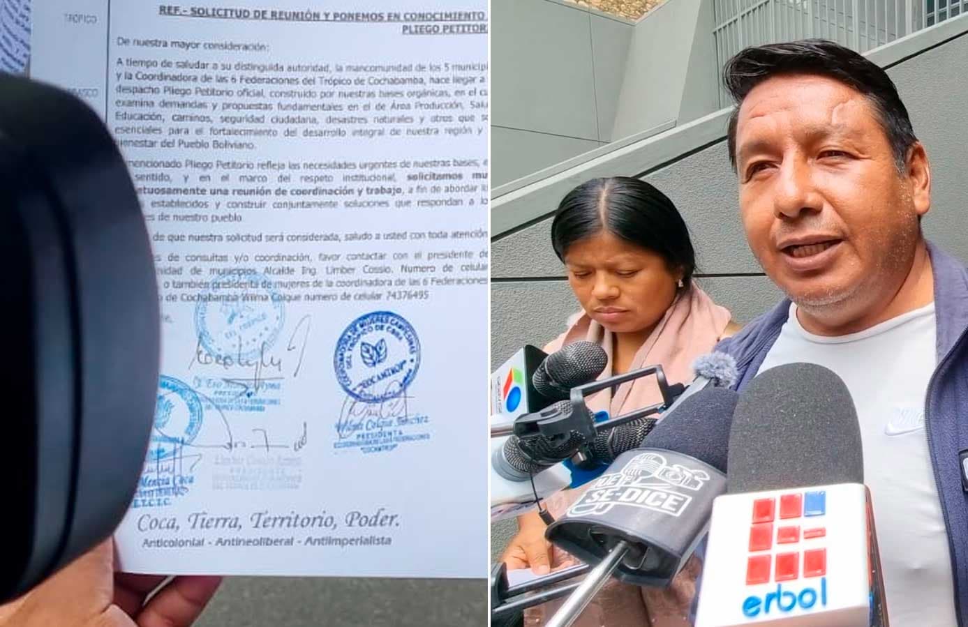 MORALES Y LÍDERES DEL TRÓPICO PRESENTAN DEMANDAS AL GOBIERNO Y BUSCAN DIÁLOGO CON PAZ