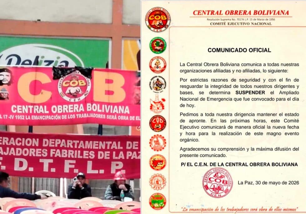 COB SUSPENDE AMPLIADO DONDE DECIDIRÍAN IR O NO AL DIÁLOGO
