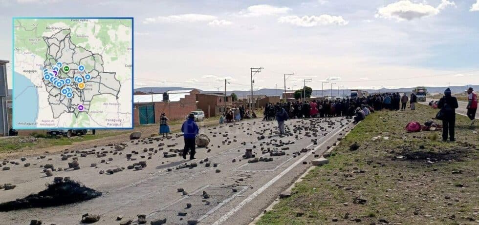 LA PAZ PERMANECE AISLADA Y EL PAÍS SUMA 54 PUNTOS DE BLOQUEO