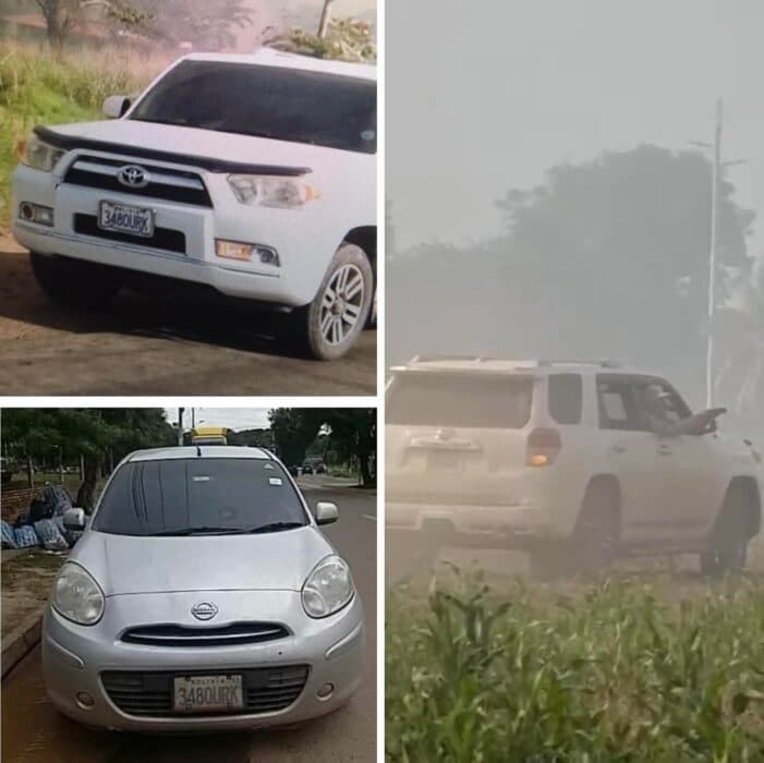 VAGONETA DESDE DONDE APUNTABAN CON ARMAS A BLOQUEADORES SUPUESTAMENTE PERTENECE A UN JEFE POLICIAL