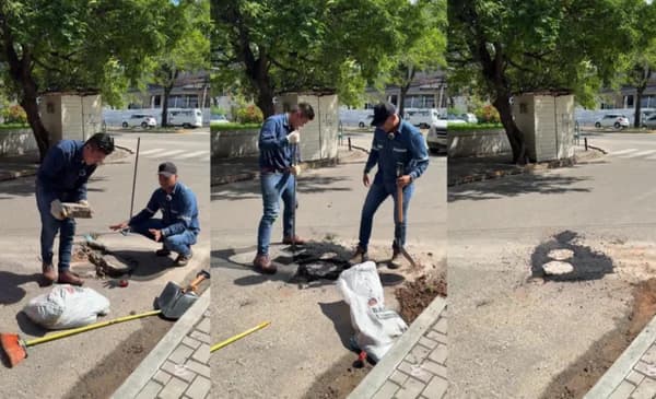 JOVEN INGENIERO SE HACE VIRAL AL ARREGLAR BACHES "POR AMOR A SANTA CRUZ"