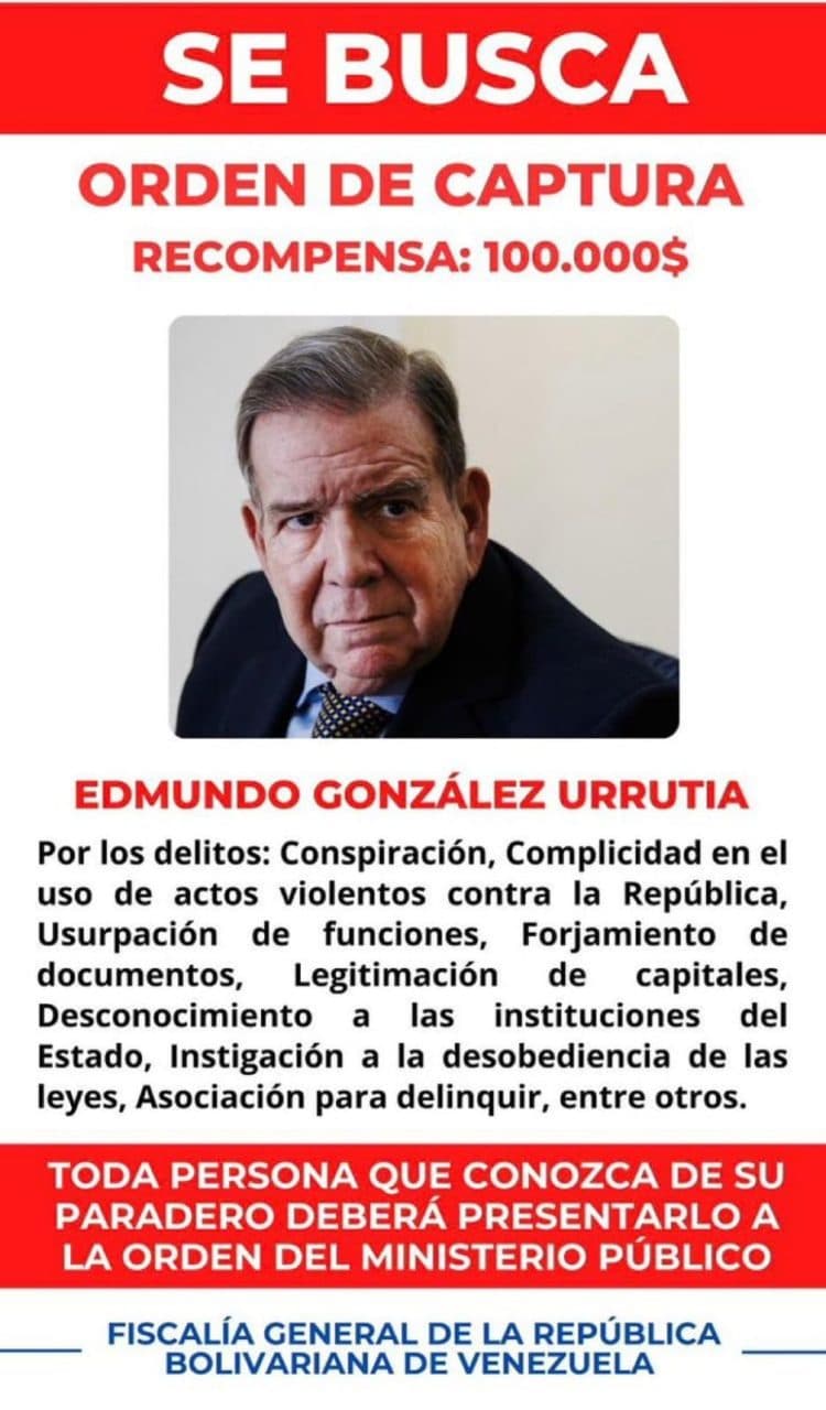 EL RÉGIMEN DE MADURO OFRECE UNA RECOMPENSA POR INFORMACIÓN SOBRE EL PARADERO DE EDMUNDO GONZÁLEZ