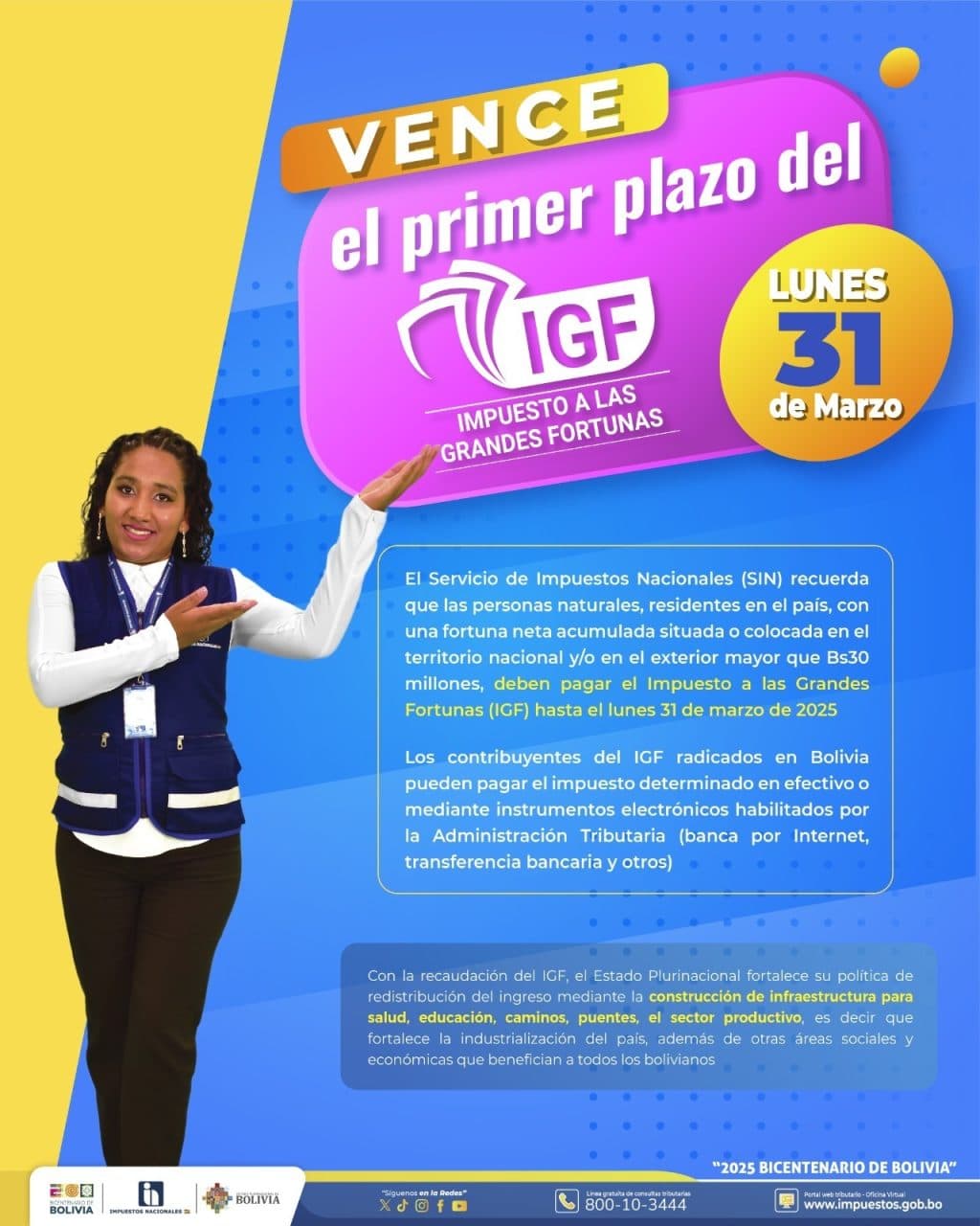 MULTA POR NO PAGAR EL IGF ES DE 200% DEL TRIBUTO OMITIDO, PRIMER PLAZO VENCE ESTE LUNES