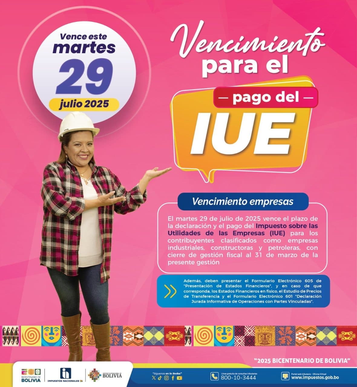 ESTE 29 DE JULIO VENCE EL PLAZO DEL IUE PARA INDUSTRIALES, CONSTRUCTORAS Y PETROLERAS