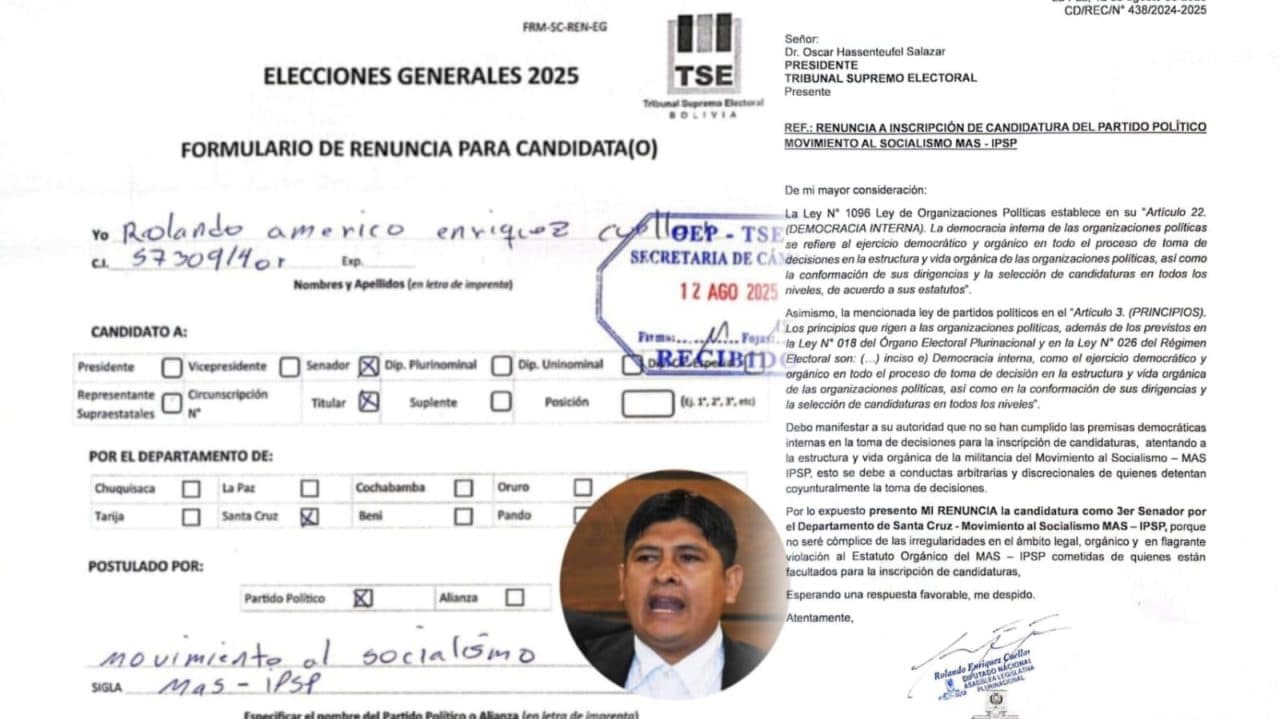 ROLANDO CUELLAR RENUNCIA A SU CANDIDATURA COMO SENADOR POR EL MAS