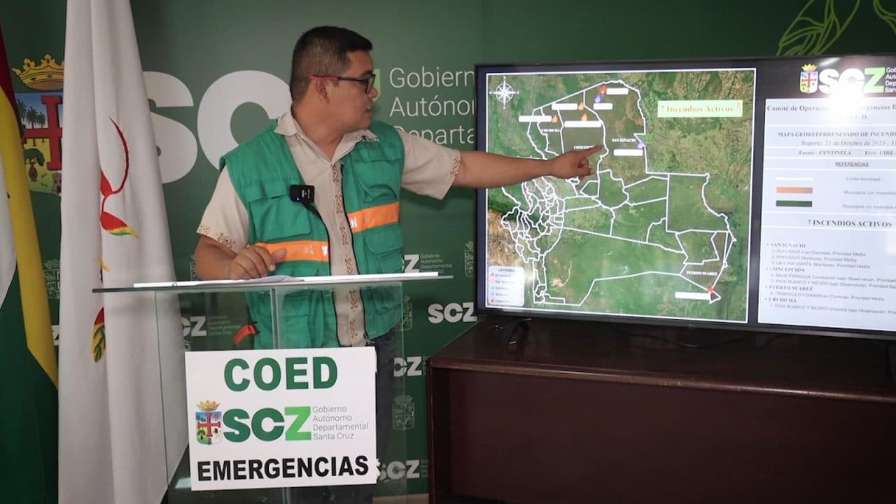 SANTA CRUZ REGISTRA SIETE INCENDIOS FORESTALES ACTIVOS EN CUATRO MUNICIPIOS