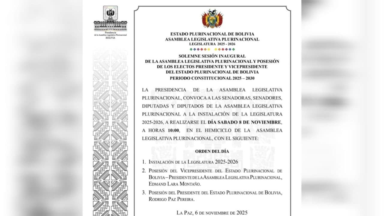 ASAMBLEA LEGISLATIVA CONVOCA A LA POSESIÓN DEL PRESIDENTE Y VICEPRESIDENTE ELECTOS