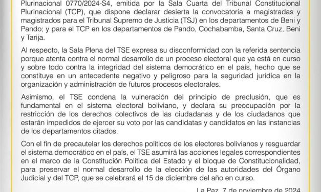 TSE VE ANTECEDENTE «NEGATIVO Y PELIGRO»FALLO DEL TCP EN JUDICIALES