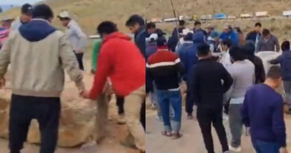 TRANSPORTISTAS DESBLOQUEAN CON SUS PROPIAS MANOS LA RUTA ARANI-VACAS 