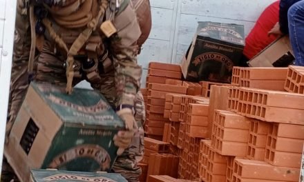 SECUESTRAN EN LA PAZ ACEITE QUE ESTABAN OCULTAS ENTRE LADRILLOS DE UN CAMIÓN