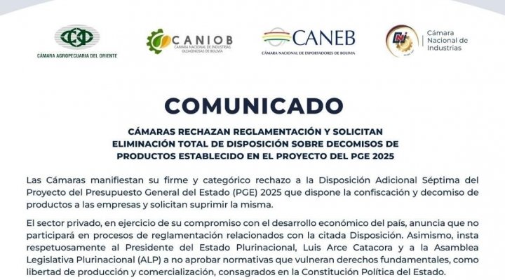 CÁMARAS DECIDEN NO PARTICIPAR EN LA REGLAMENTACIÓN DE LA LEY DEL PGE