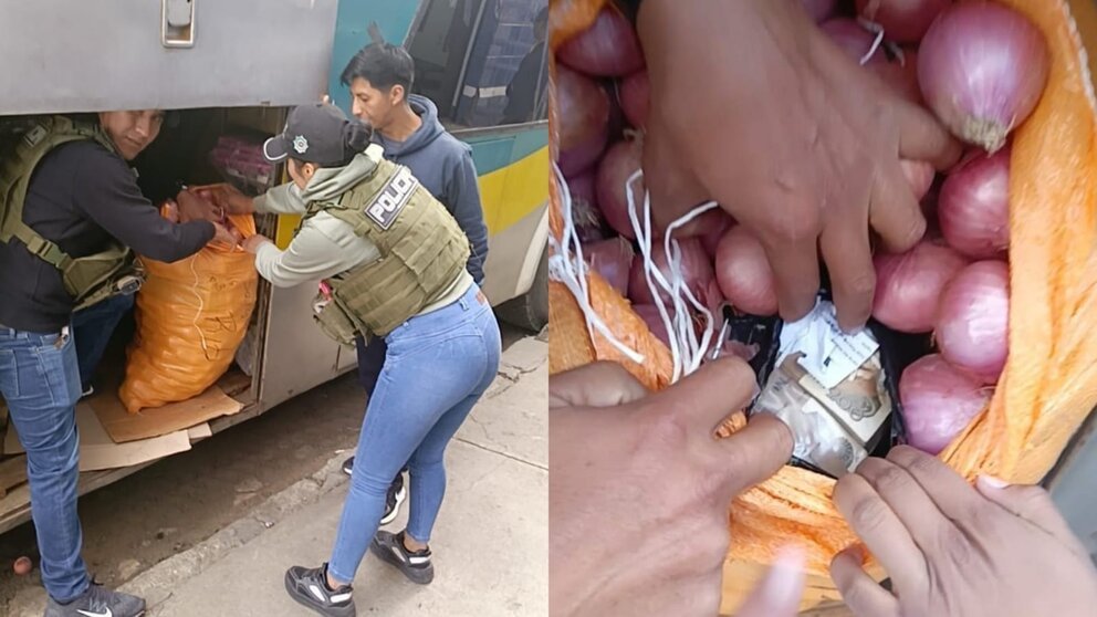 APREHENDEN A HOMBRE QUE LLEVABA MÁS DE BS 2 MILLONES OCULTOS EN CARGA DE CEBOLLA