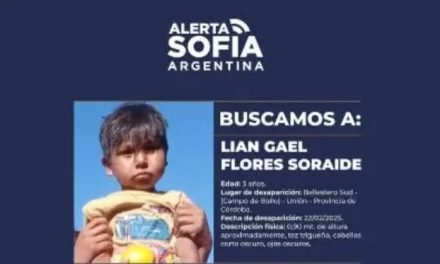 ACTIVAN ALERTA SOFÍA EN ARGENTINA PARA HALLAR A NIÑO BOLIVIANO DESAPARECIDO
