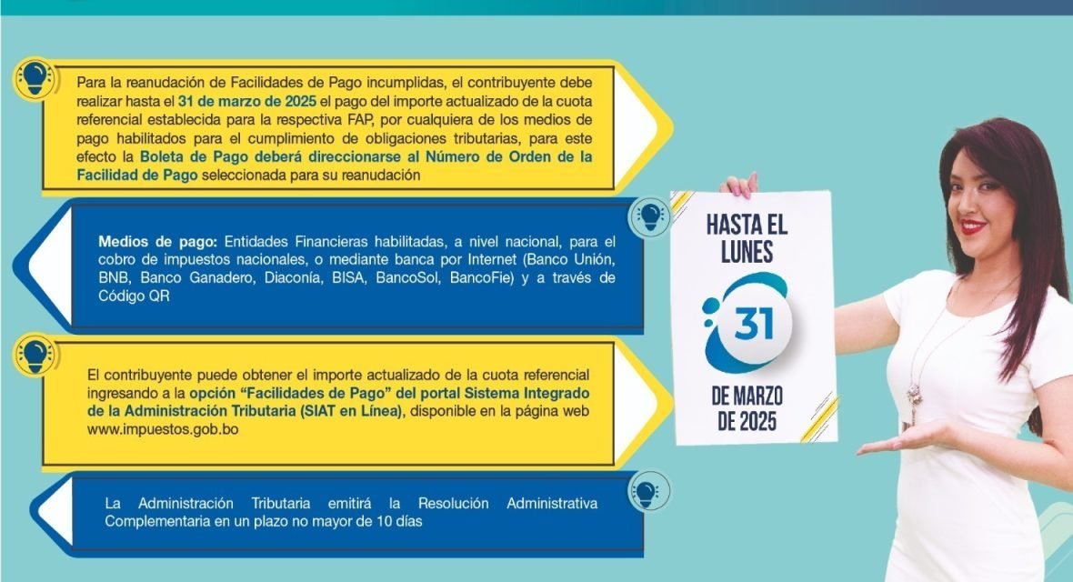 ESTE 31 DE MARZO VENCE PLAZO PARA REANUDAR FACILIDADES DE PAGO POR DEUDA TRIBUTARIA