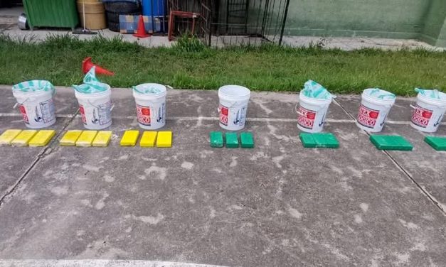 INCAUTAN DROGA CAMUFLADA EN BALDES DE PINTURAS