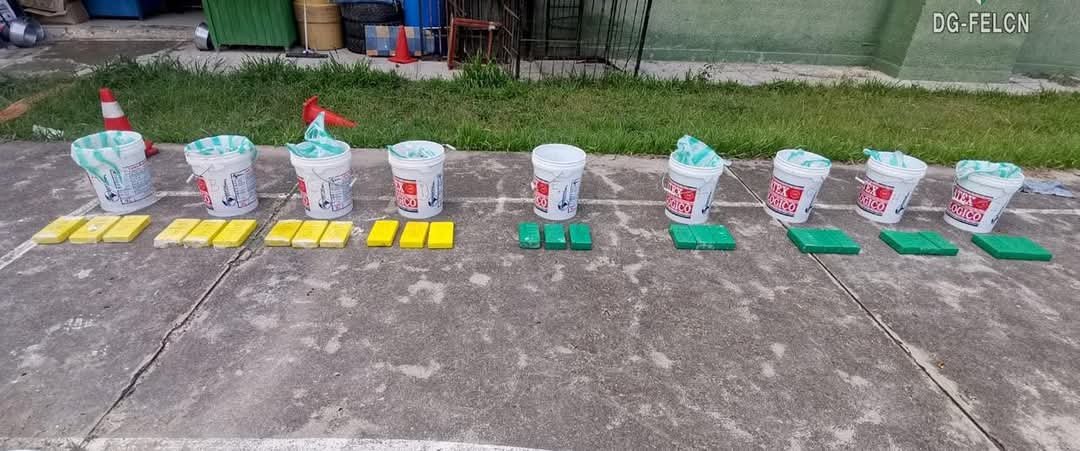 INCAUTAN DROGA CAMUFLADA EN BALDES DE PINTURAS