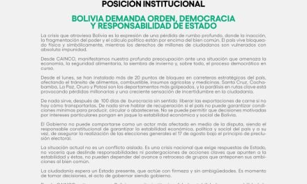 CAINCO EXIGE ORDEN, DEMOCRACIA Y RESPONSABILIDAD DEL ESTADO ANTE CRISIS NACIONAL