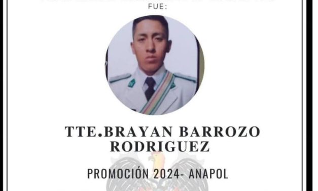 LUTO EN LA POLICÍA BOLIVIANA FALLECE EL TENIENTE BRAYAN BARROZO RODRÍGUEZ