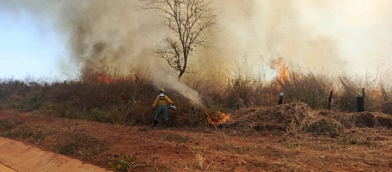 BOMBEROS DE LA GOBERNACIÓN CONTROLAN FUEGO EN PALMARITO