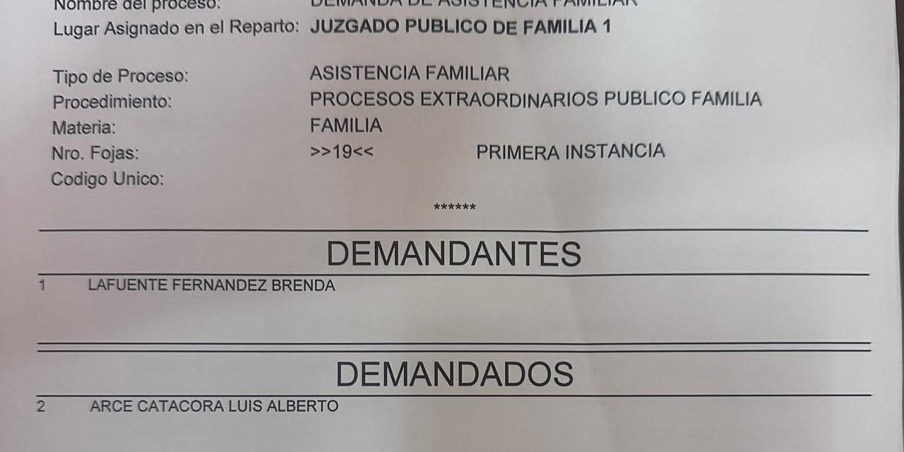 BRENDA LAFUENTE DEMANDA ASISTENCIA FAMILIAR AL PRESIDENTE LUIS ARCE