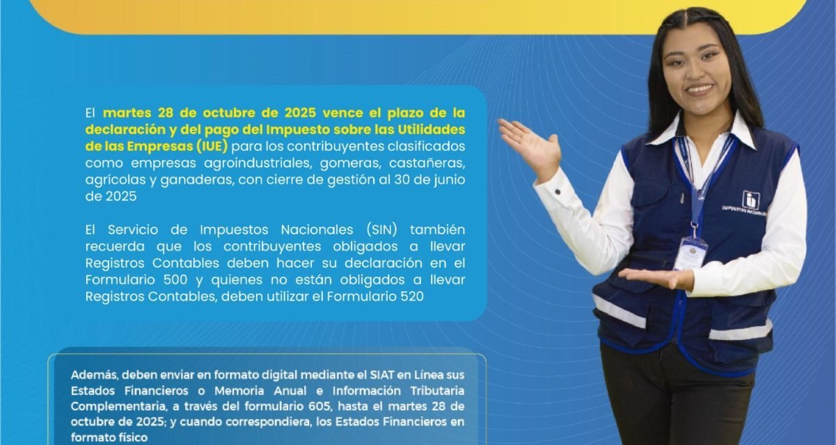 EMPRESAS AGRÍCOLAS DEBEN PAGAR EL IUE ANTES DEL 28 DE OCTUBRE