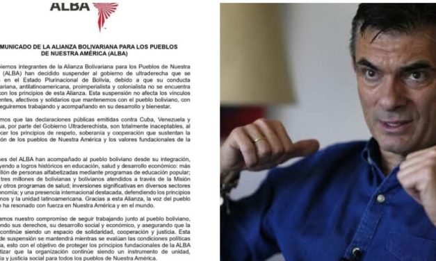 ALBA SUSPENDE AL GOBIERNO ENTRANTE DE BOLIVIA POR POSTURA POLÍTICA