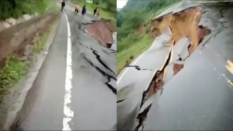 COLAPSA LA CARRETERA A LOS VALLES CRUCEÑOS TRAS LLUVIAS Y DESLIZAMIENTOS