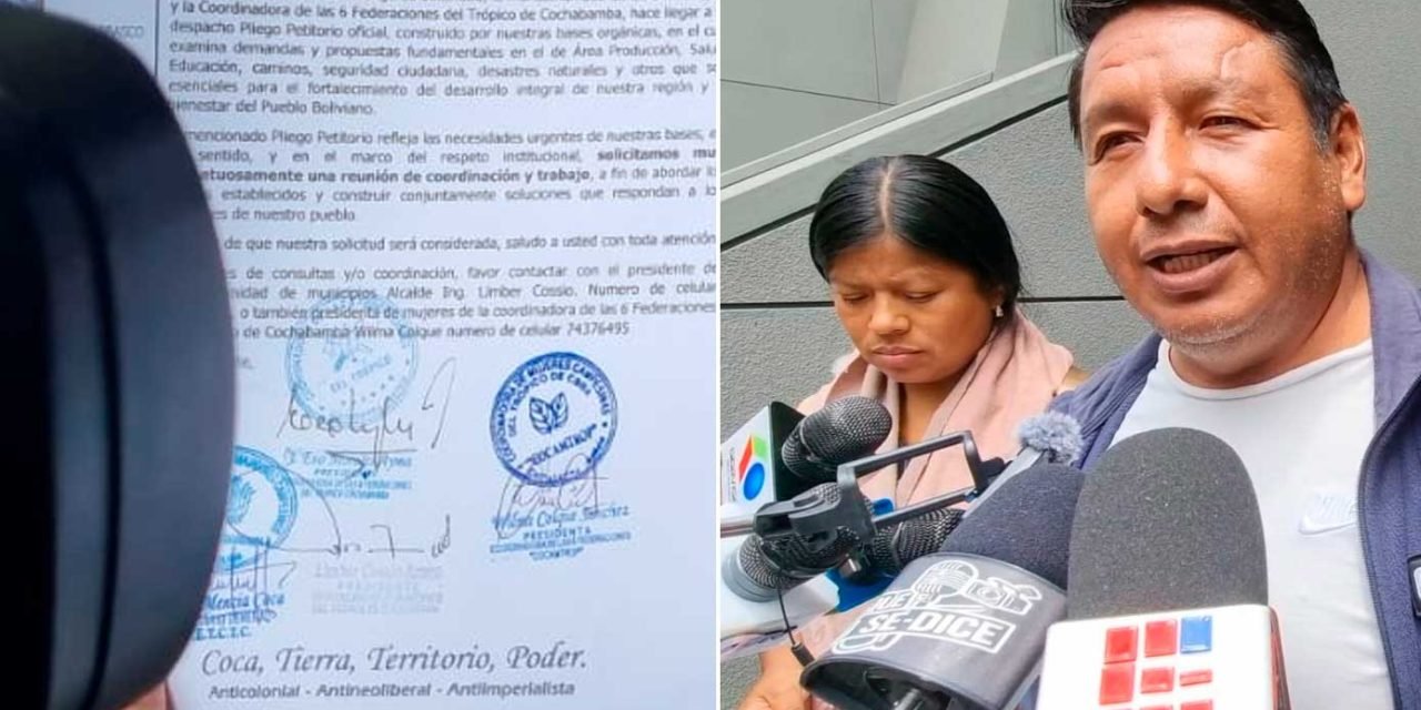 MORALES Y LÍDERES DEL TRÓPICO PRESENTAN DEMANDAS AL GOBIERNO Y BUSCAN DIÁLOGO CON PAZ