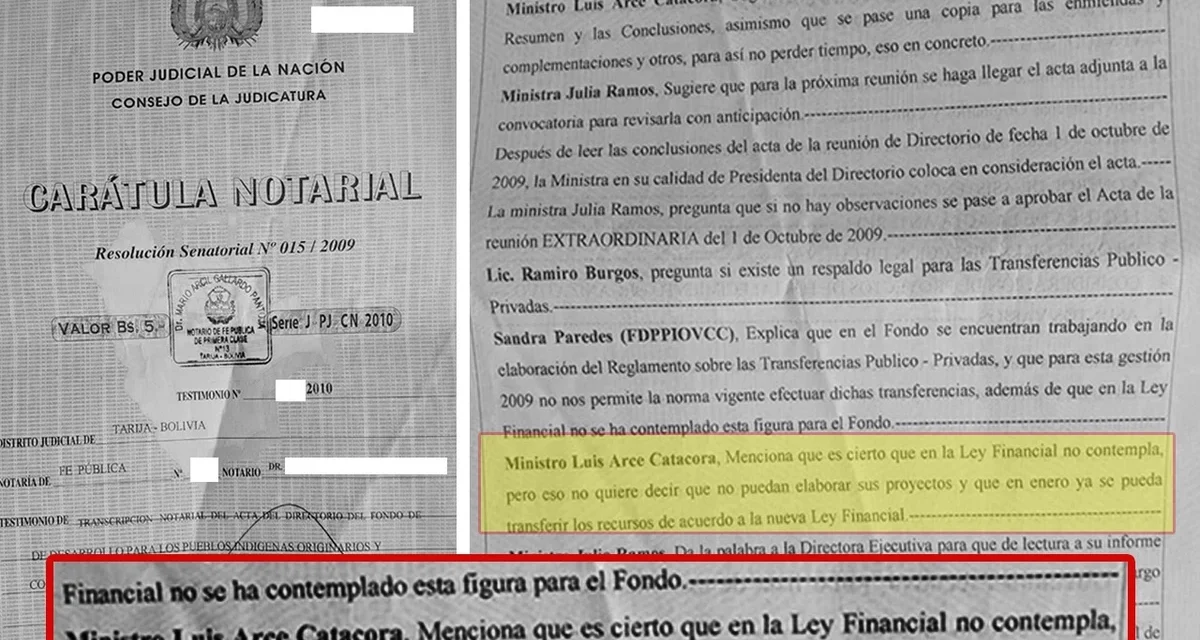 ACTA DEL DIRECTORIO DEL FONDO INDÍGENA REVELA POSIBLES IRREGULARIDADES BAJO GESTIÓN DE ARCE