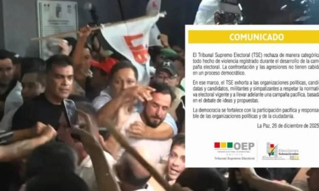 TSE CONDENA AGRESIONES EN EL TED DE SANTA CRUZ Y LLAMA A UNA CAMPAÑA SIN VIOLENCIA