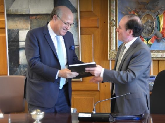 PRESIDENTE Y DIRECTORIO DEL BANCO CENTRAL DE BOLIVIA RECIBEN LA VISITA DEL PRESIDENTE Y LA VICEPRESIDENTA DEL BID