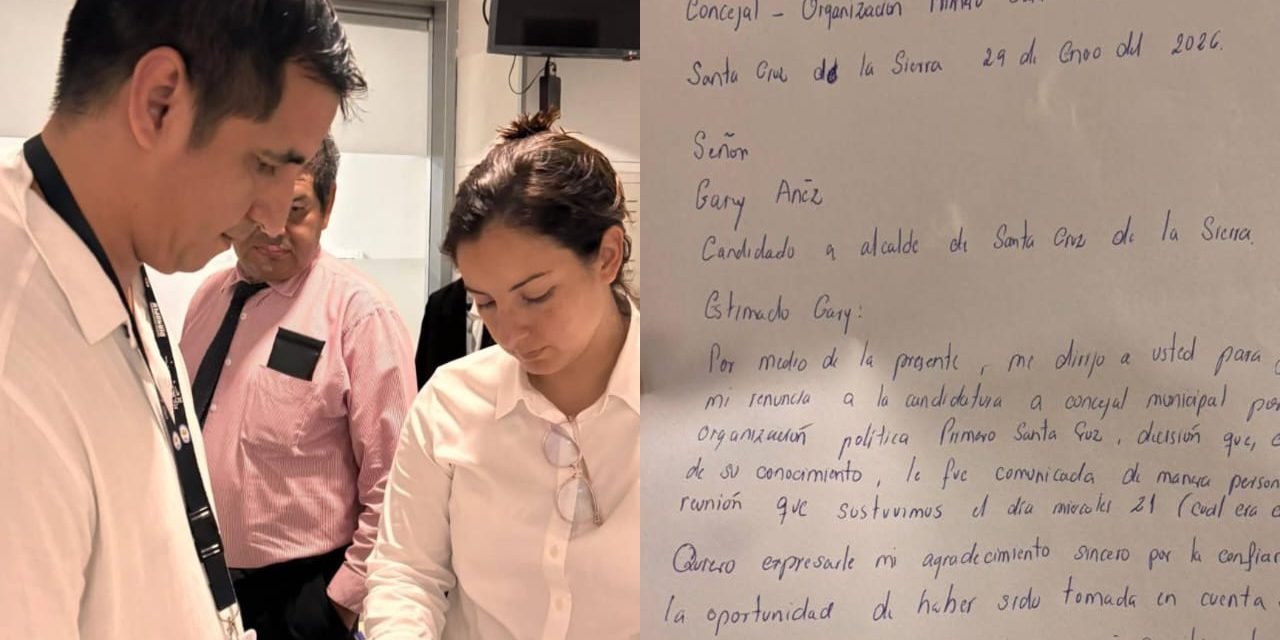 LAURA ROJAS RENUNCIA A SU CANDIDATURA MEDIANTE CARTA MANUSCRITA