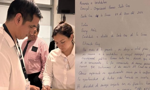 LAURA ROJAS RENUNCIA A SU CANDIDATURA MEDIANTE CARTA MANUSCRITA