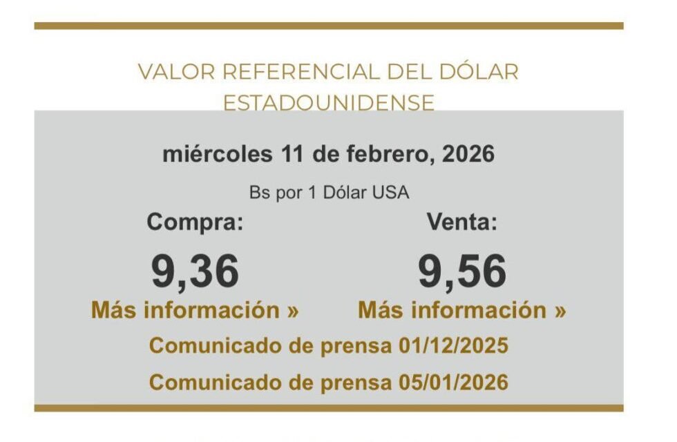 DÓLAR REFERENCIAL ROMPE RÉCORD Y SE DISPARA A BS 9,56