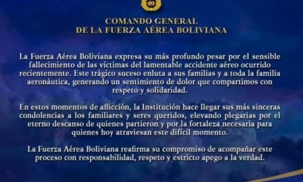 LA FUERZA AÉREA BOLIVIANA LAMENTA TRAGEDIA EN EL ALTO Y ANUNCIA INFORME OFICIAL