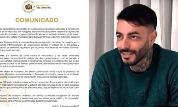 GOBIERNO NIEGA QUE SEBASTIÁN MARSET ESTÉ EN TERRITORIO BOLIVIANO