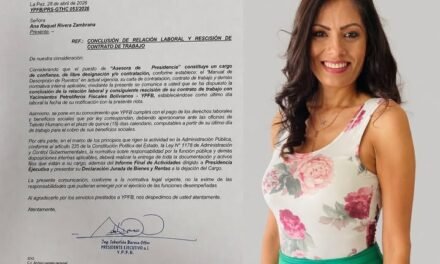 YPFB SEPARA A EXASESORA DE PRESIDENCIA POR SER CARGO DE CONFIANZA