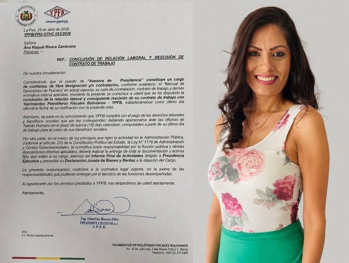YPFB SEPARA A EXASESORA DE PRESIDENCIA POR SER CARGO DE CONFIANZA