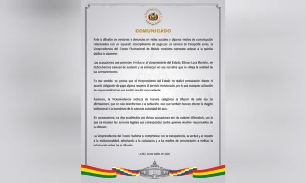 VICEPRESIDENCIA NIEGA ACUSACIONES CONTRA EDMAN LARA POR PAGO AÉREO