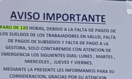 SECTOR SALUD INICIA PARO DE 120 HORAS POR SUELDOS ADEUDADOS