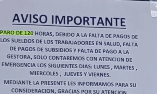 SECTOR SALUD INICIA PARO DE 120 HORAS POR SUELDOS ADEUDADOS