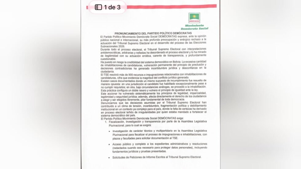 DEMÓCRATAS ACUSAN AL TSE DE FALLOS CONTRADICTORIOS Y PIDEN AUDITORÍA INTERNACIONAL