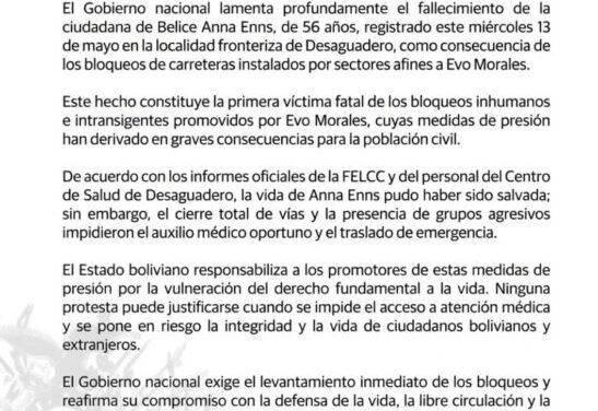 GOBIERNO LAMENTA MUERTE DE MUJER EN MEDIO DE BLOQUEOS EN DESAGUADERO
