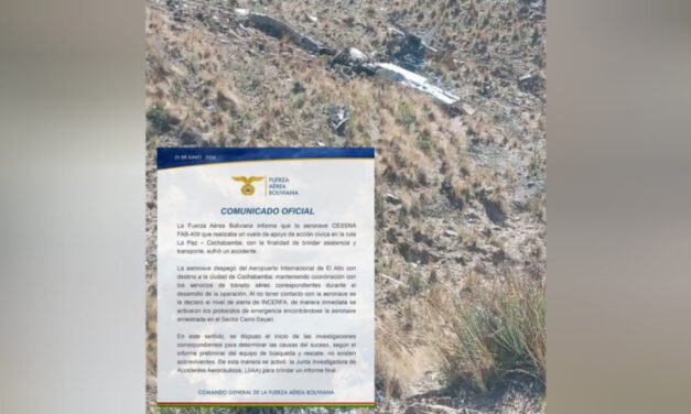 FAB CONFIRMA ACCIDENTE DE AVIONETA Y REPORTA SEIS FALLECIDOS